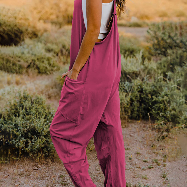 Double Take Full Size Sleeveless V-Neck Pocketed Jumpsuit