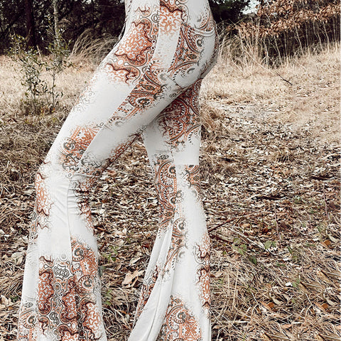 Printed Bodyline Flare Pants